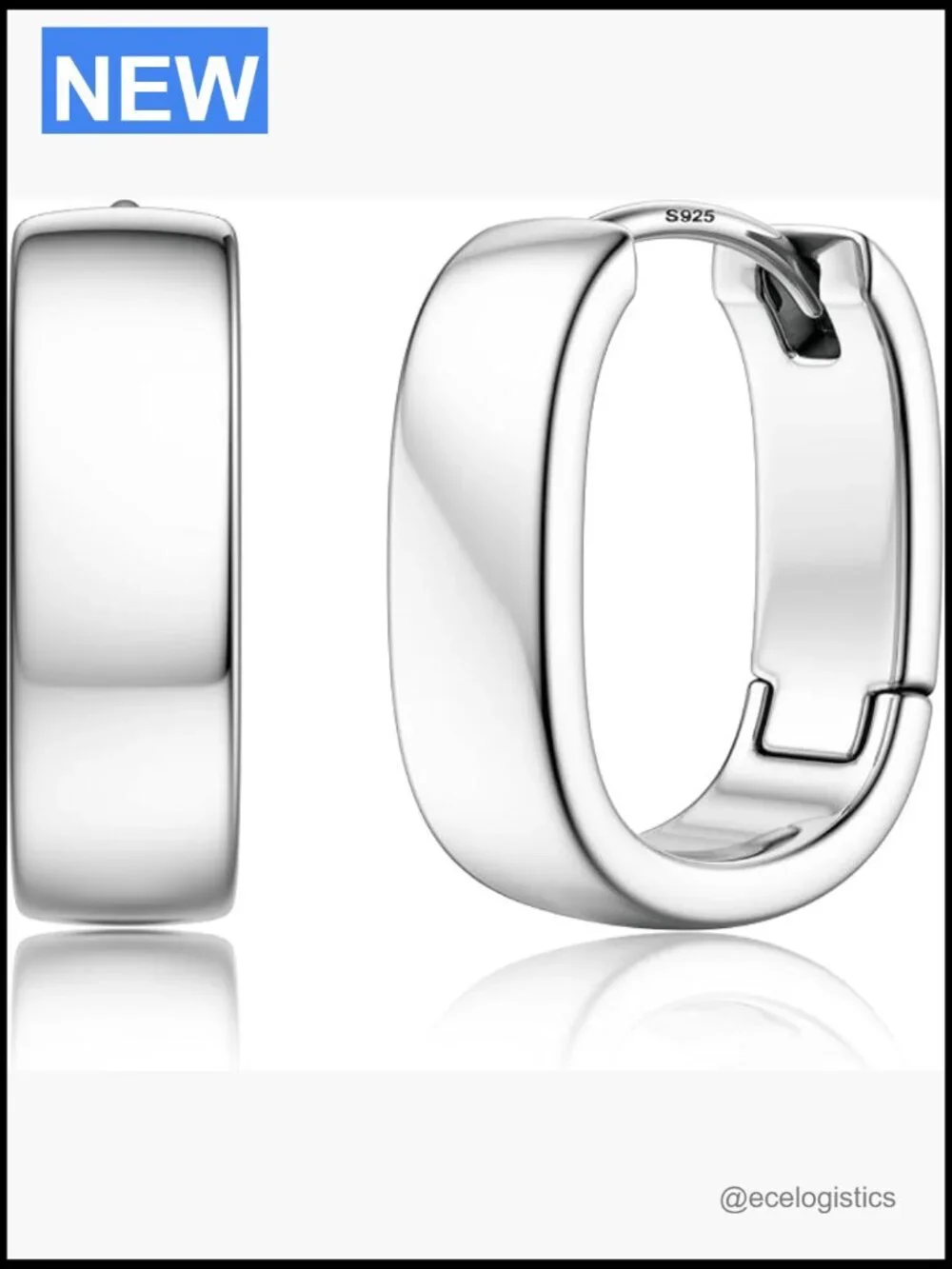 925 Sterling Silver Chunky Hoop Earrings Hypoallergenic Huggie Hoops